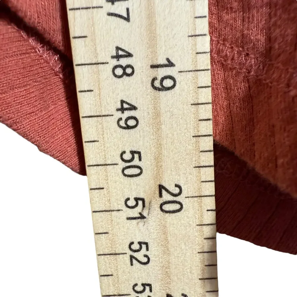 Free People Intimately Billie Ribbed Split-Neck Rust‎ Long Sleeve Top  Small